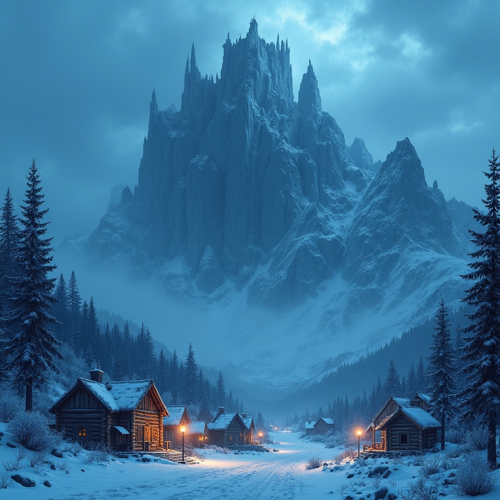 The northern city of Winter under snowfall